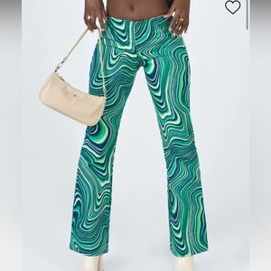 Motel Rocks Green and Blue Swirl Pants